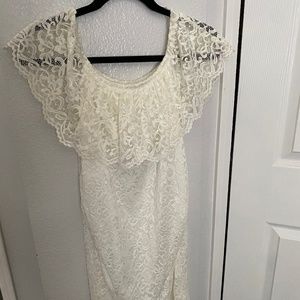 Off the shoulder lace maternity dress
